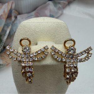 Vintage Angel Gold and Silver Crystal clip Earrings